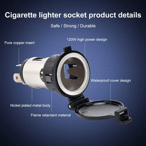 Vista 3 de CNAODUN Enchufe para encendedor de cigarrillos de automóvil DC 12V/24V toma de corriente con botón de expulsión de 12 voltios de repuesto