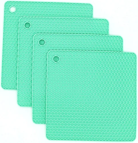 Vista 14 de Juego de 2 salvamanteles de silicona de 9 x 12 pulgadas, multiuso, antideslizantes, flexibles, duraderos, resistentes al calor, color rojo, verde