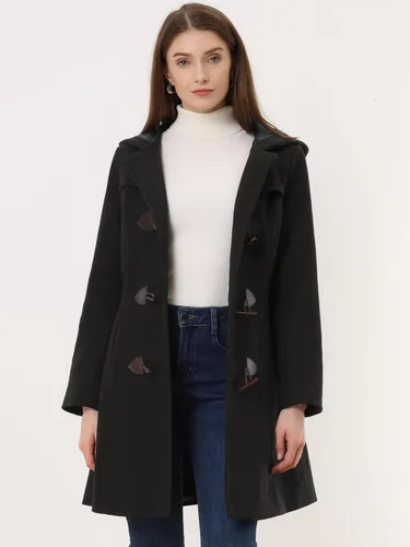Vista 2 de Allegra K Abrigo largo de invierno para mujer, con capucha, a medio muslo