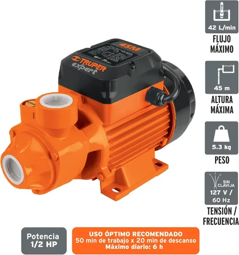 Vista 2 de Truper 10068 / BOAP-1/2 - Bomba de agua con impulsor periférico de 1/2 HP