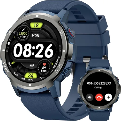 Vista 7 de Military Smart Watches for Men Women, 1.43'' AMOLED Fitness Watch with Heart Rate/BP/Sleep Tracker, Step Counter, 110+ Sport Modes, Password