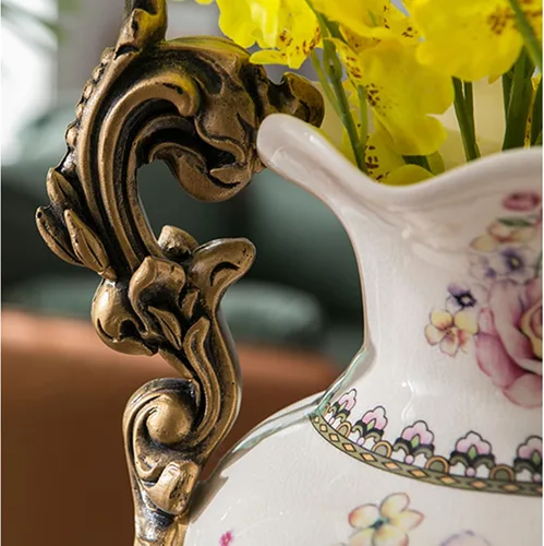 Vista 6 de Jarrón alto de cerámica para piso, moderno florero para decoración del hogar, florero clásico de 16.5 pulgadas, recipiente sofisticado para ramas