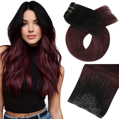 Vista 10 de Moresoo Genius - Extensiones de cabello humano real con clip, color negro azabache, invisibles, sin costuras, de trama de piel sintética