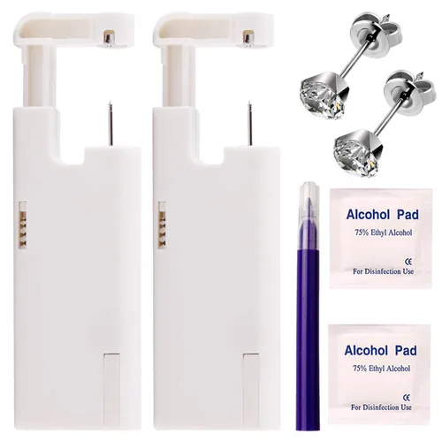 Vista 9 de KAIQIKAIXI 18 piezas, kit de perforación de oreja, pistola de clavos para oreja automática e indolora, desechable, aséptica, casera, portátil, grupo