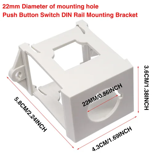 Vista 3 de Taiss 2 piezas de interruptor de botón DIN Rail soporte de montaje para pulsadores 0.866 in de diámetro, potenciómetro DIN Rail adaptador de montaje
