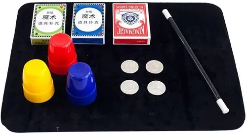 Vista 6 de MilesMagic Tapete de cartas de mago para jugar a cartas, póquer, rutinas de monedas, trucos y actuaciones de primer plano de truco de magia Hecho