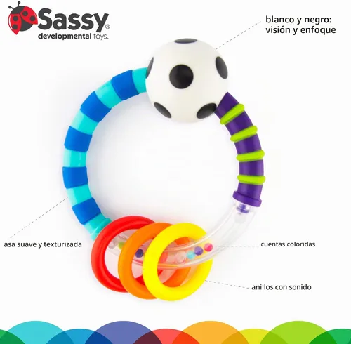 Vista 3 de Aro sonajero Sassy, azul/negro, Azul/Negro
