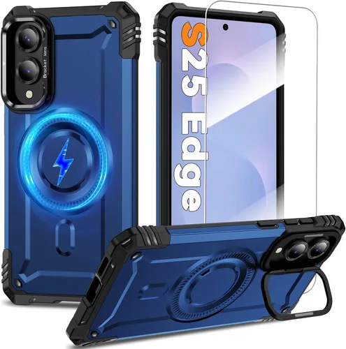 Vista 46 de Funda magnética para Samsung Galaxy S25+ Plus/Galaxy S24+ Plus [Soporte de anillo de cámara integrado] [Protector de pantalla]