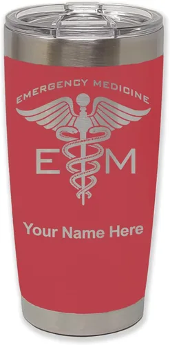 Vista 22 de LaserGram Vaso aislado al vacío de 20 onzas, medicina de emergencia, grabado personalizado incluido (gris) Engraved Gift for Doctors, Vacuum