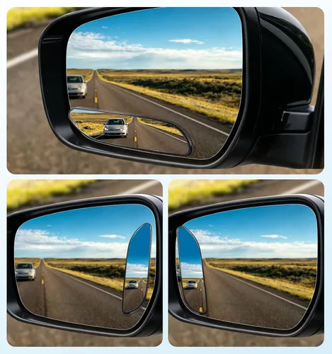 Vista 4 de LIBERRWAY Espejo gran angular sin marco, ajustable hacia arriba y hacia abajo, espejo retrovisor convexo de vidrio HD, para automóvil, SUV