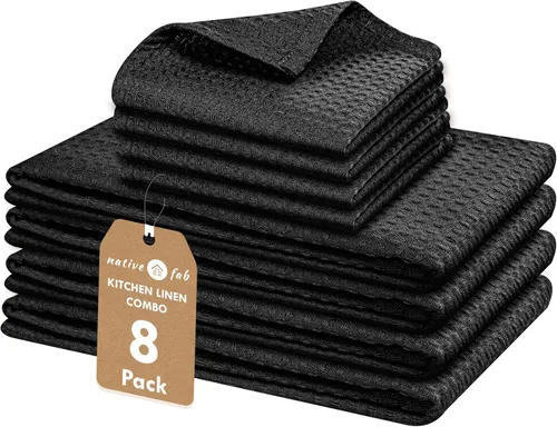 Vista 34 de Native Fab Juego de 8 toallas de cocina y paños de cocina, absorbentes, duraderos, de secado rápido para limpiar, cocinar, hornear, ideal