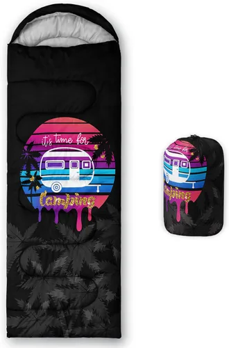 Vista 7 de HOSIMA Saco de dormir de mariposa para adultos y niños para campamento, saco de dormir ultraligero gótico negro para clima frío y verano.