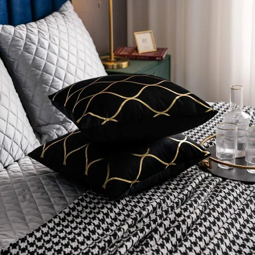 Vista 7 de DEZENE Fundas de almohada de terciopelo dorado de 16 x 16 pulgadas: paquete de 2 fundas de almohada cuadradas decorativas para dormitorio, sofá