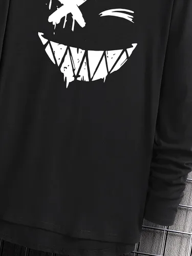 Vista 3 de WDIRARA Sudaderas de manga larga con cuello redondo y estampado gráfico de dibujos animados para hombre