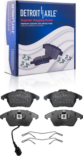 Vista 4 de Detroit Axle - Kit de freno delantero de 6 piezas para Volkswagen Jetta Golf Eos Audi A3 Quattro, Rotores de freno de disco, Pastillas de freno