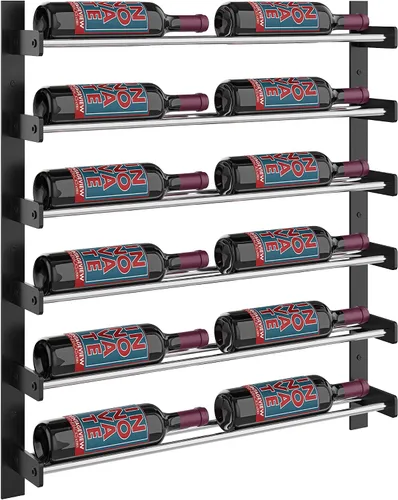 Vista 19 de VintageView Evolution Wine Wall 30 3C - Estante moderno para vino (54 botellas, negro mate/bronce dorado)