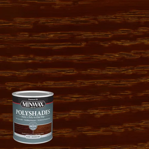 Vista 3 de Minwax PolyShades Tinte de Madera + Acabado de Poliuretano – Cuarto, Roble Misión, Brillo Mission Oak
