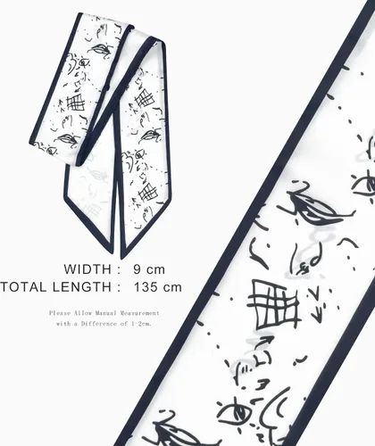 Vista 8 de Women's Designer Neckerchief Handbag Handle Ribbon Fashion Scarf Letter Printed Hair Tie