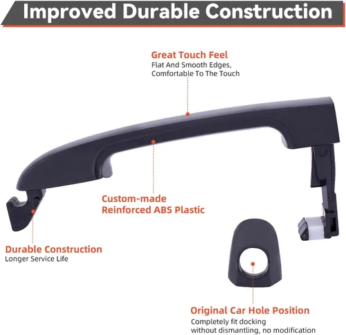 Vista 4 de DEAL AUTO ELECTRIC PARTS Kit de manija de puerta exterior negra, 4 piezas delantera+trasera izquierda+lado derecho, compatible con Hyundai 07-10