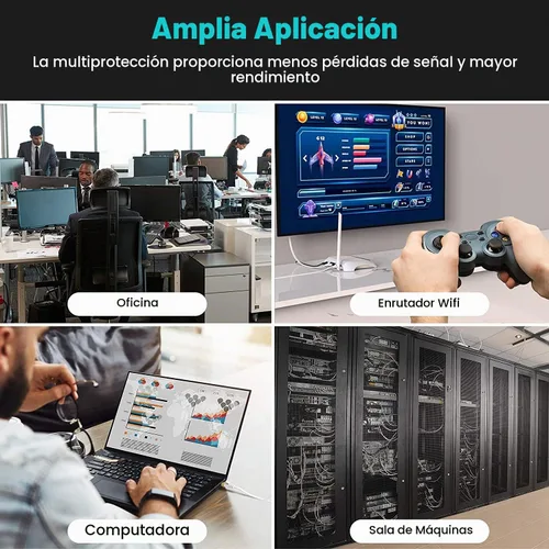 Vista 7 de Folishine - Cable Ethernet cat7 de 15 pies, cable de red de alta velocidad, cables planos de conexión LAN con conectores STP RJ45 para enrutador