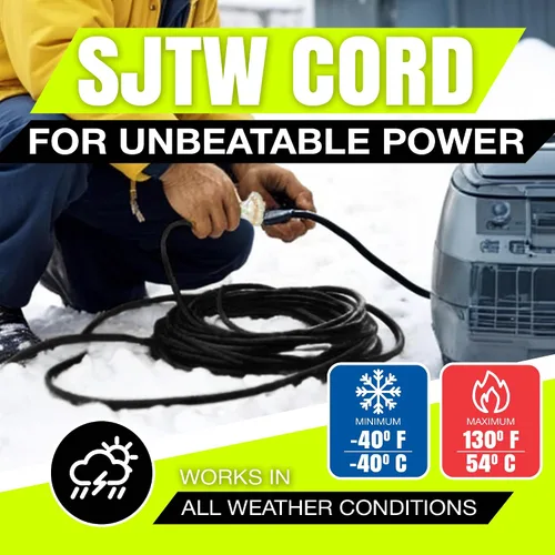 Vista 8 de Cable de extensión de 3 pies para exteriores/interiores, 3 tomas, calibre 12/3, extra resistente, 3 clavijas SJTW, impermeable, flexible, resistente