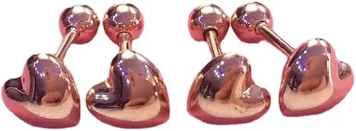 Vista 6 de SAGEKING 2024 New 585 Purple Gold Plated 14K Rose Gold Glossy Heart Earrings Women's Classic Elegant Small Fashion Jewelry Gift For Girlfriend