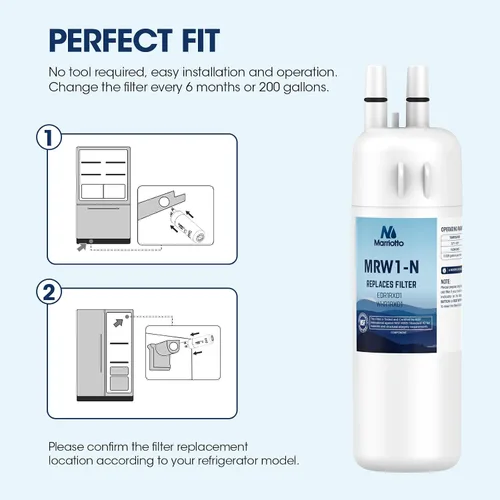 Vista 5 de MARRIOTTO EDR1RXD1 Filtro de agua para refrigerador compatible con Whirlpool W10295370A, WHR1RXD1, KAD1RXD1, Filtro 1, W10295370, P4RFWB, P8RFWB2L