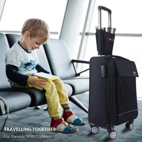 Vista 7 de simpletome Portavasos para equipaje con manos libres, accesorio para bolsa de bebidas, estilo simple, materiales elásticos, fácil de instalar