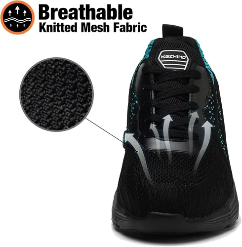 Vista 6 de Kezhiho Zapatos de trabajo con punta de acero para hombre, ligeros, cómodos, antideslizantes, a prueba de pinchazos, zapatos de seguridad