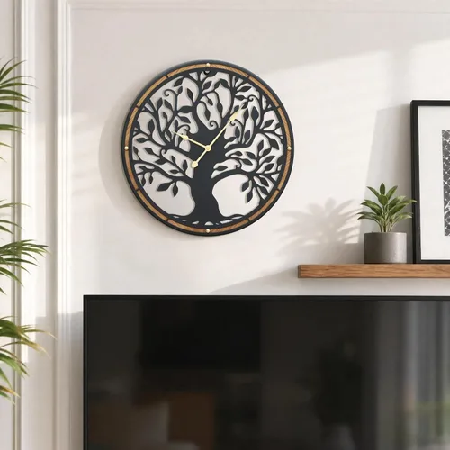Vista 7 de Micasso Large Wall Clocks Decorative: 15 Inch Tree of Life Battery Operated