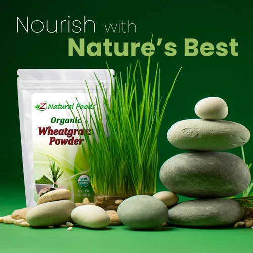 Vista 3 de Z Natural Foods Polvo de pasto de trigo orgánico, polvo de superalimento verde para batidos, jugos, batidos y recetas, polvo rico en nutrientes