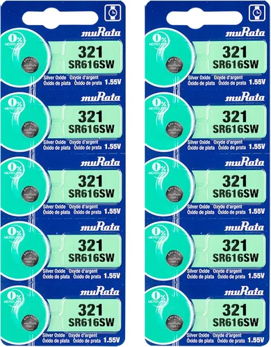 Vista 10 de Murata 321 Batería SR616SW 1.55V Celda de botón de reloj de óxido de plata (5 baterías)