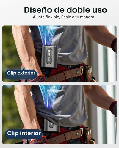 Vista 4 de SLENPET Ventilador de clip de cintura, cinturón portátil de 18000 RPM con 4 velocidades, batería de 4000 mAh, 0.34 libras, uso máximo de 12 horas