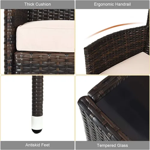 Vista 5 de Tangkula Juego de muebles de patio de ratán de 8 piezas, con mesa de centro de vidrio templado, juego de mesa de sofá para exteriores, con cojín