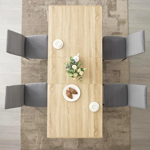 Vista 5 de STHOUYN - Mesa de comedor extensible de 63"-79", moderna de estilo campestre, de madera para la cocina, larga y expandible para 6, 8, 10, gran mesa