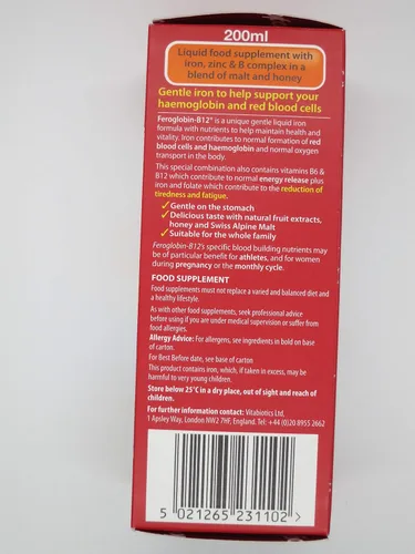 Vista 2 de Feroglobina Vitabiotics -B12 Hierro Suplemento Líquido 200Ml por Feroglobina