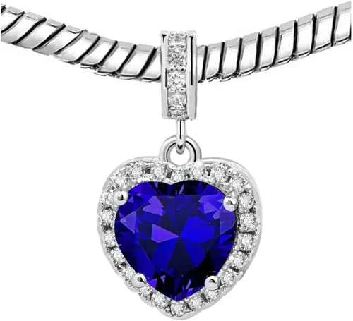 Vista 3 de KunBead Colgantes de enero a diciembre con piedra natal de amor y corazón compatibles con collar de pulsera Pandora