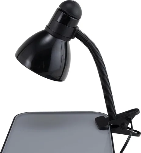 Vista 3 de V - Lámpara de escritorio ajustable color negro claro con clip de abrazadera resistente, lámpara de cuello de cisne flexible, luz de cama, lámpara