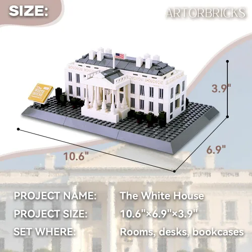 Vista 2 de Architectural White House Large Collection Building Set Model Kit and Gift for Adults (770 Pieces)