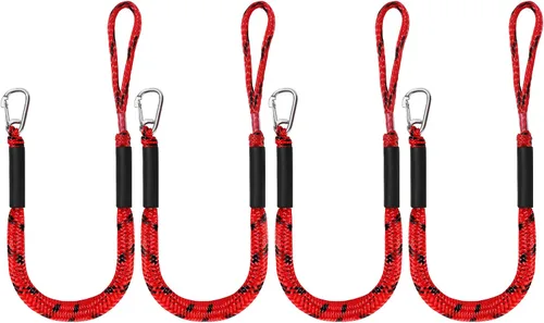 Vista 9 de Líneas de muelle elástico para barcos, líneas de amarre marinas, cuerda de barco para acoplamiento con bucle y accesorios de clip para moto negro