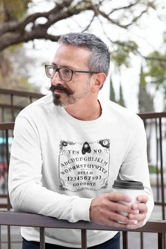 Vista 4 de Pop Threads Ouija Board Seance Spirit Board Long Sleeve Tshirt Tee T Shirt Men Girls Boys