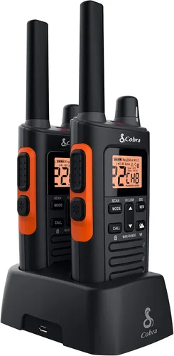 Vista 3 de Cobra Walkie Talkies impermeables RX680 (paquete de 2) y radio de emergencia portátil Cobra HHRT50 Road Trip CB de 2 vías