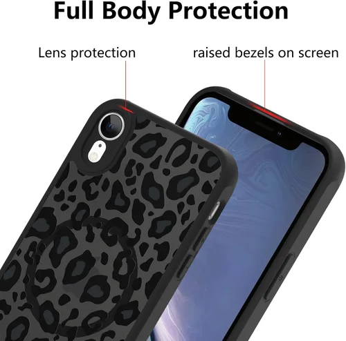 Vista 183 de KANGHAR - Funda compatible con iPhone 11, diseño de leopardo negro, textura de neumático antideslizante, a prueba de golpes, funda protectora