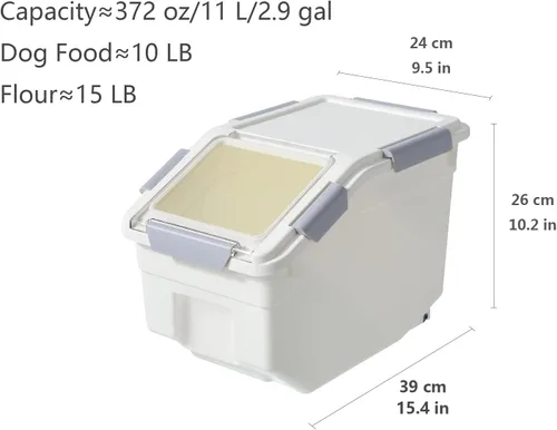 Vista 6 de LISM Paquete de 2 recipientes de almacenamiento de alimentos para perros con cuchara, contenedor hermético grande para alimentos para perros