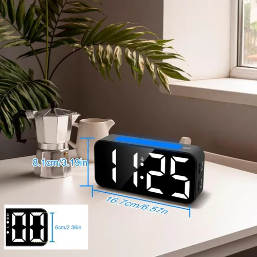 Vista 6 de Topski Reloj despertador ruidoso para dormitorios que duermen pesados, reloj digital con luz nocturna, pantalla grande, alarma doble, repetición