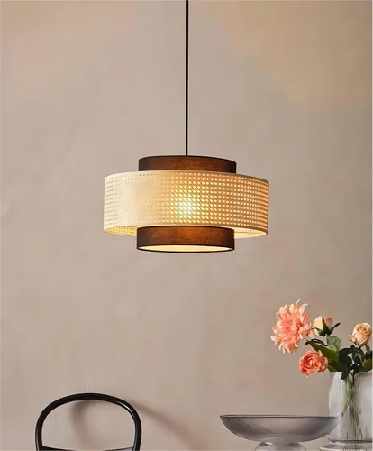 Vista 10 de LIGHTLAND Luces colgantes rústicas de bambú, 12 pulgadas, paquete de 3 para comedor, sala de té zen, estilo retro