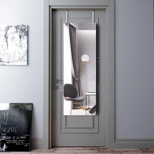 Vista 7 de LVSOMT 8 LED Organizador de joyas con espejo de cuerpo completo armario de almacenamiento montado en la paredpuerta joyero con cerradura con 2