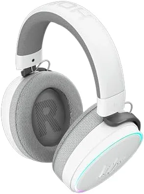 Vista 6 de HOF Maestro - Auriculares USB para juegos con cable blanco mate, sonido envolvente virtual 7.1, orejeras desmontables de tela transpirable y espuma
