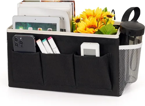 Vista 9 de Organizador de Almacenamiento para Mesita de Noche/Bolsa de Almacenamiento Colgante para Mesita de Noche para Cabeceros, Literas, Dormitorios, Negro