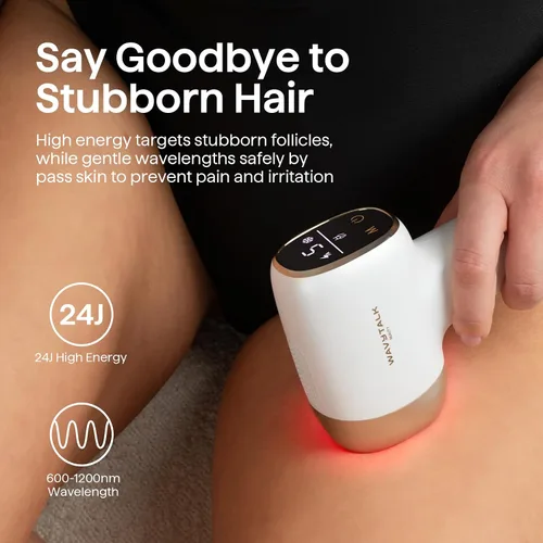Vista 4 de Wavytalk IPL - Depilación para bikini facial y corporal, resultado duradero Painless,Full Body in 12 Mins with 24J Dual-Pulse & Ice Cooling